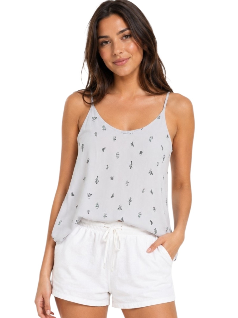 Reitmans R Essentials Cactus Print Cami Tank Top Size M Lightweight Summer Top